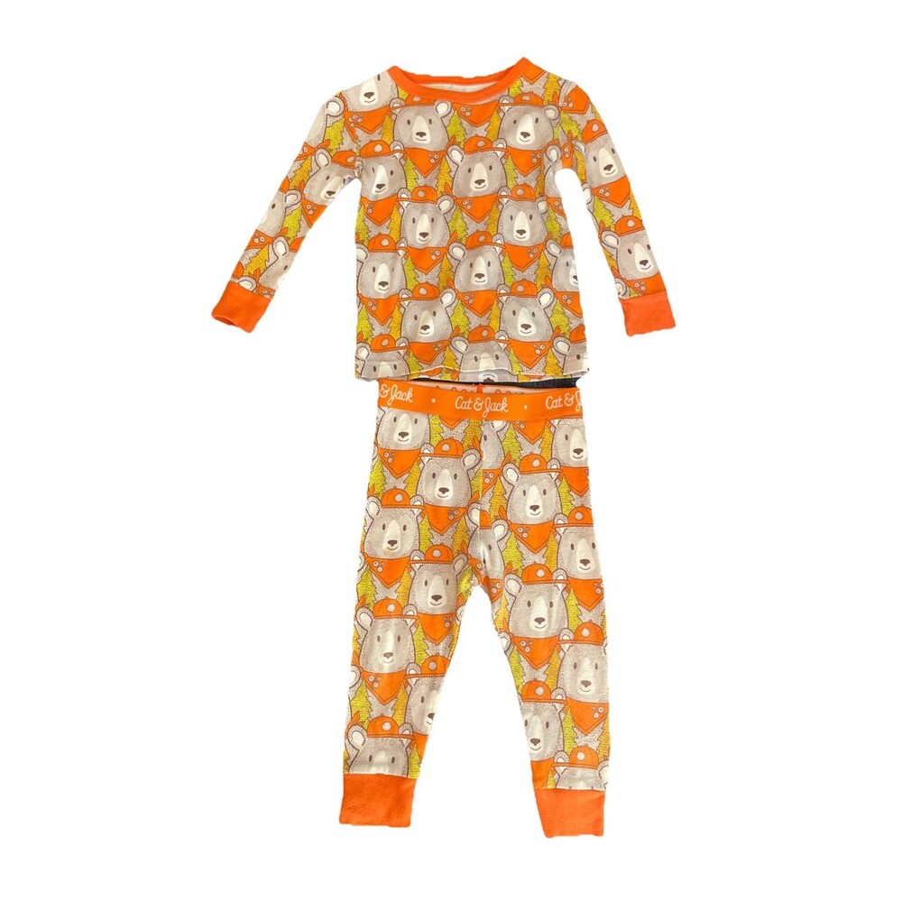 Boy's Snug Fit Pajamas 18M Long Sleeve Bear All Over Print Orange Cat & Jack